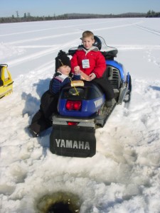 Ice fishing on Bog Lake a few years back.