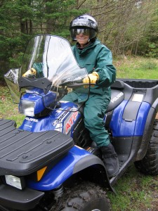 Marie on ATV at Robinwood.